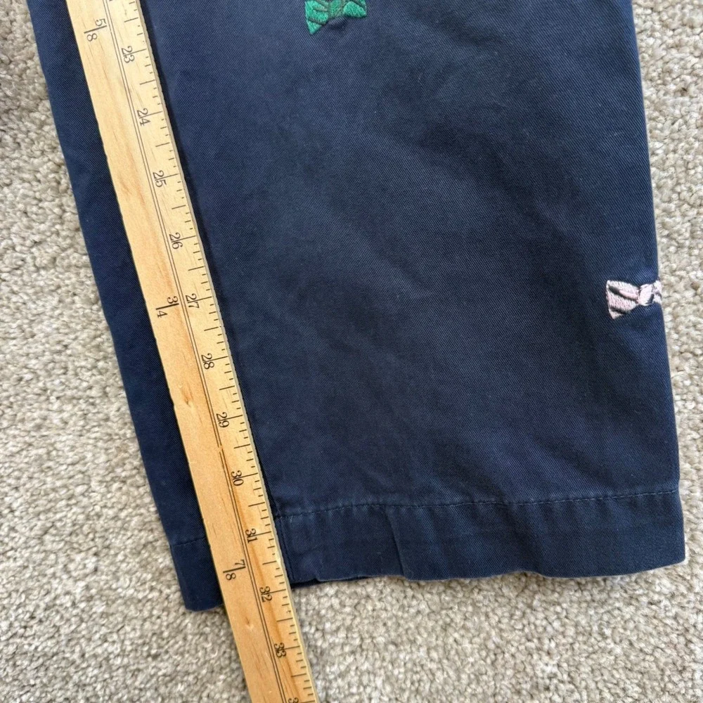 Brooks Brothers Clark Navy Blue Embroidered Bow Tie Critter Chinos Mens 34x32